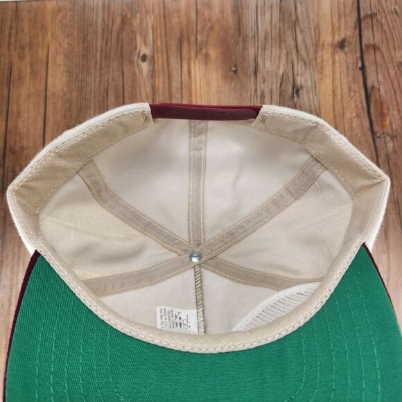 VINTAGE Farmers Union Insurance Hat Cap Snapback Maroon Made in USA L.W. Barrett - Picture 9 of 11